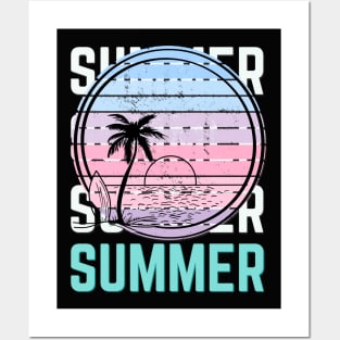 Hello summer Beach summertime Adventure travel lover palm tree sun Posters and Art